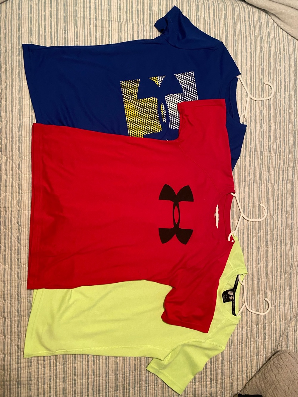 Lot of 3 boy shirts - 2 Under Armour & 1 Russell